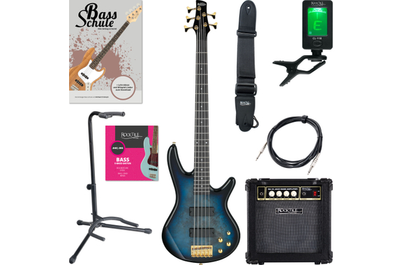 Ibanez GSR205PC-TMU Transparent Marine Burst Starterset image 1
