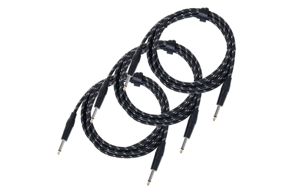 Pronomic Stage INST-3T Câble Instrument Jack 3m Textile 3x Set image 1