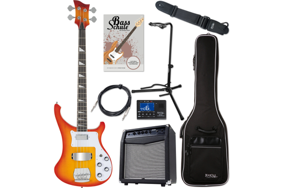 Rocktile Pro RB-400R Redneck Bajo Eléctrico Red Sunburst Super Set image 1