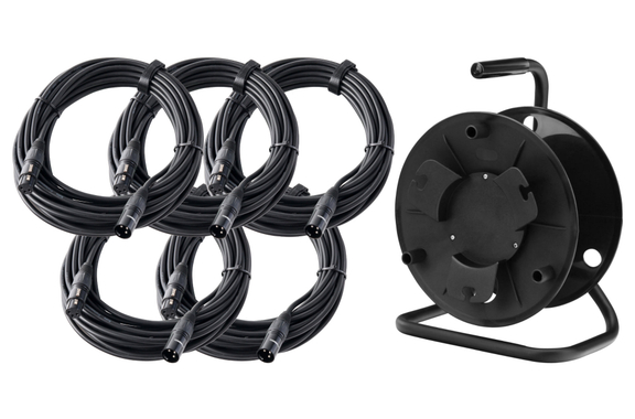 Pronomic Stage XFXM-10 Cavo Microfono XLR 10m Nero Set da 5 con Bobina image 1
