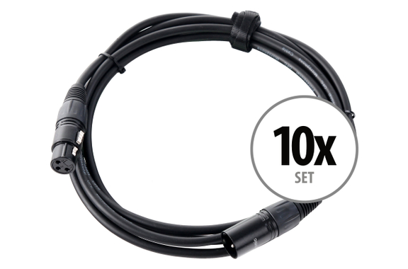 Pronomic Stage XFXM-2.5 Microfoonkabel XLR 2,5 m Zwart 10-delige Set image 1
