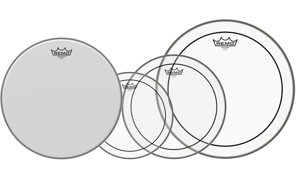 Remo 10" 12" 16" Pinstripe Clear Set PLUS 14" Ambassador Coated image 1