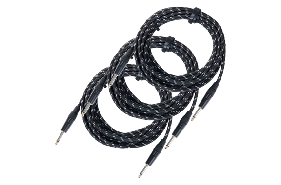 Pronomic Stage INST-6T Instrumentenkabel Klinke 6m Textil 3x Set image 1