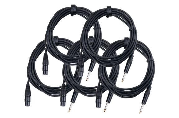 Pronomic Stage XFJ-5 Cavo Microfono XLR/Jack 5 m Nero Set da 5 image 1