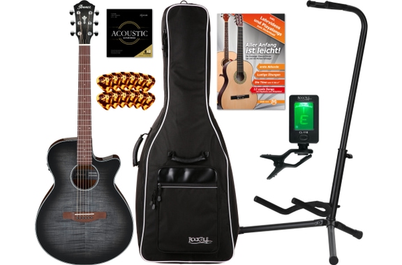Ibanez AEG70-TCH Transparent Charcoal Burst Starter Set image 1