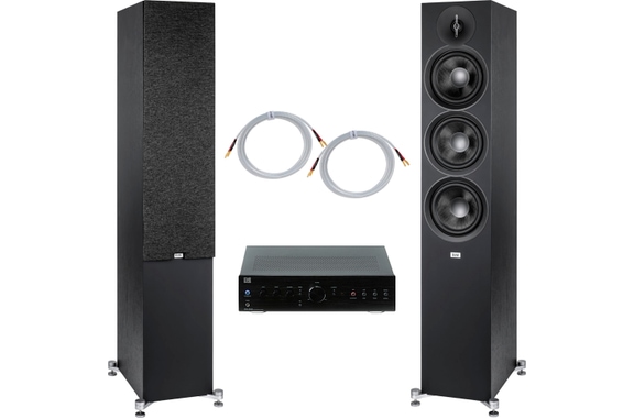 ELAC Debut F6.3 BK / QED / BC Acoustique EX-234 HiFi Stereoanlage Set image 1