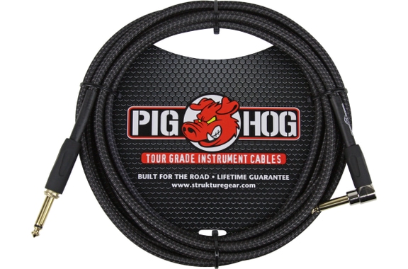 Pig Hog "Black Woven" Instrumentkabel 3m Haaks image 1