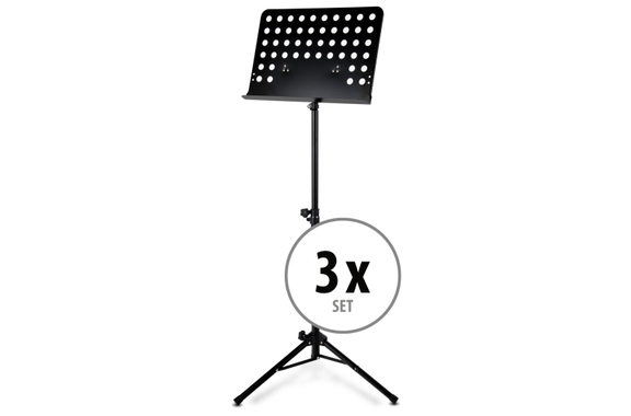 Classic Cantabile Orchestra Stand Perforated Heavy Black 3x Set image 1