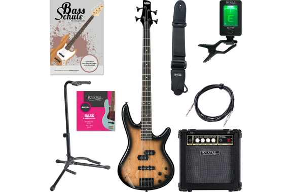 Ibanez GSR200SM-NGT E-Bass Natural Gray Burst Starter Set image 1