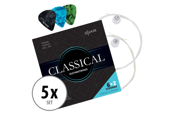 Shaman Classical Snaren voor Concertgitaar incl. 2 Reservenaren en 3 Plectrums 5x Set image 1