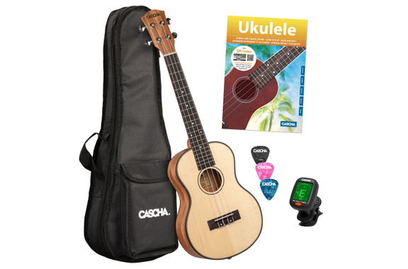 Cascha 2155 Solid Top Tenor Ukulele Bundle image 1
