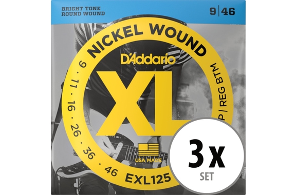 D'Addario EXL125 Super Light Top/Regular Bottom 3x Set image 1