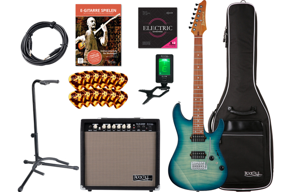 Ibanez AZ24S1F-TXB Standard Chitarra Elettrica Trasparente Turquoise Burst Set image 1