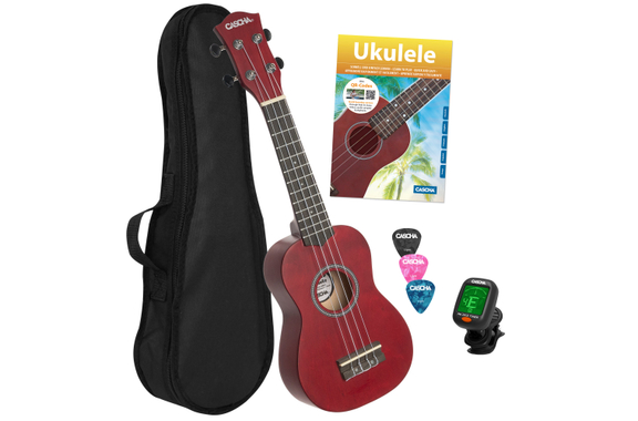 Cascha 3970 Soprano Ukulele Bundle Red image 1