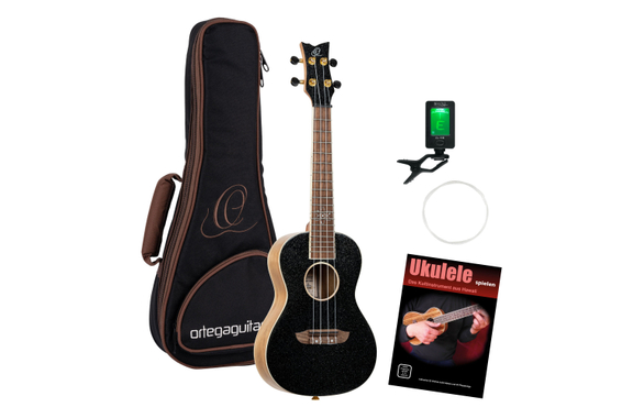 Ortega RUEL-MBK Element Series Concert Ukulele Metallic Black Set image 1