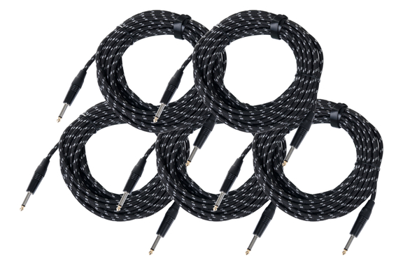 Pronomic Stage INST-10T Instrumentenkabel Klinke 10m Textil 5x Set image 1