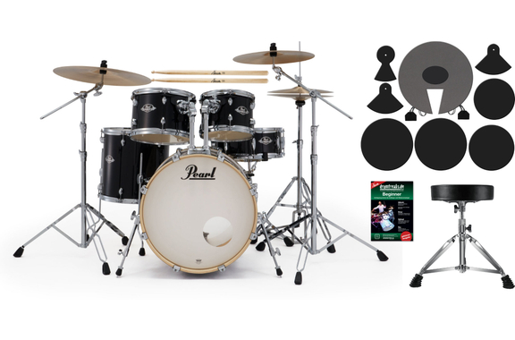 Pearl Export EXX705NBR/C31 Drumkit Jet Black Beginner Set image 1