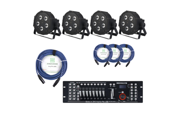Projecteurs Showlite FLP-5x8W 4 x Set incl. Showlite Master Pro USB & Câble image 1