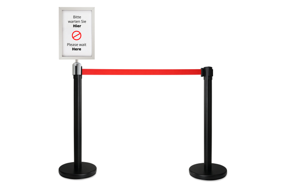 Stagecaptain PLS-200B Absperrständer Personenleitsystem schwarz Paar Set mit Schilderaufsatz image 1