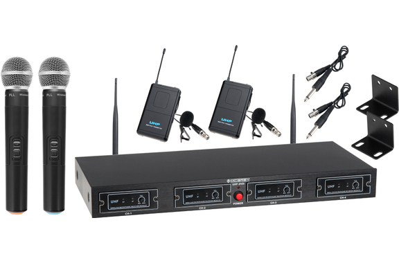 McGrey UHF-2V2I Ensemble Microphone Sans Fil Quad Avec 2 Micros Main Et 2 Micros Lavalier 50m image 1