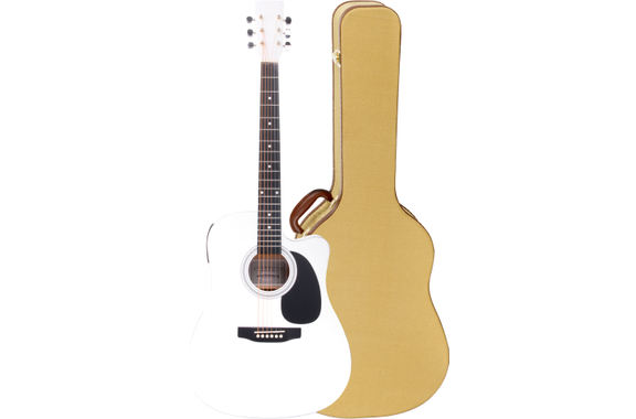 Classic Cantabile WS-10WH-CE Westerngitarre weiß mit Tonabnehmer Hardcase Set image 1
