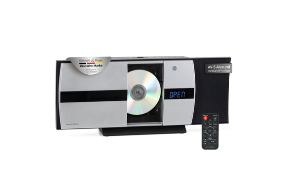 Bennett & Ross Ålesund Vertical Stereo System with CD/MP3 Player, USB and Bluetooth Silver image 1