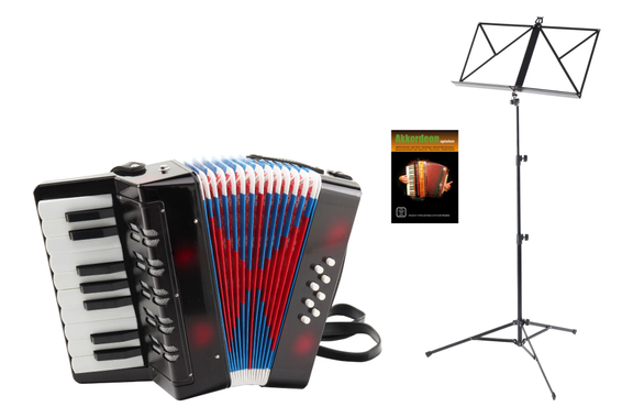Classic Cantabile Bambino Kinder-accordeon Set, zwart, 8 bassen image 1