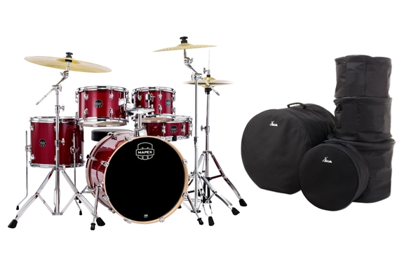 Set de Batería Mapex Venus Fusion Crimson Red Sparkle con Estuches image 1