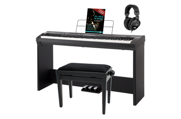 Classic Cantabile SP-250 BK Stagepiano noir Set Deluxe incluant support, banc, casque et méthode image 1