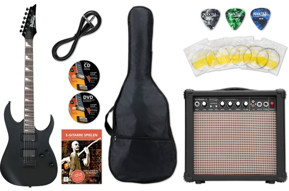 Ibanez GRG121DX-BKF E-Gitarre Black Flat Starter Set image 1