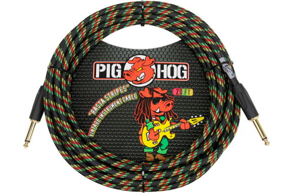 Pig Hog "Rasta Stripes" Instrumentenkabel 6m image 1