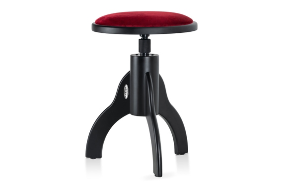 Classic Cantabile Pianohocker Velours Schwarz matt/Rot image 1