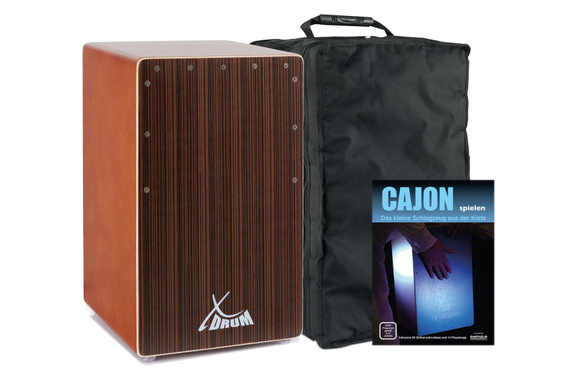 XDrum Cajon El Bajo Bass Port Cocoa Brown/Ebony Set incl. Escuela de Cajón y Funda image 1