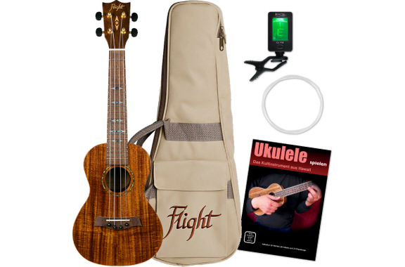Flight DUC445 Glossy Acacia Concert Ukulele Set image 1