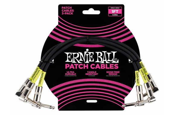 Ernie Ball 6075 Cavo Patch 30 cm, Confezione da 3, Nero image 1