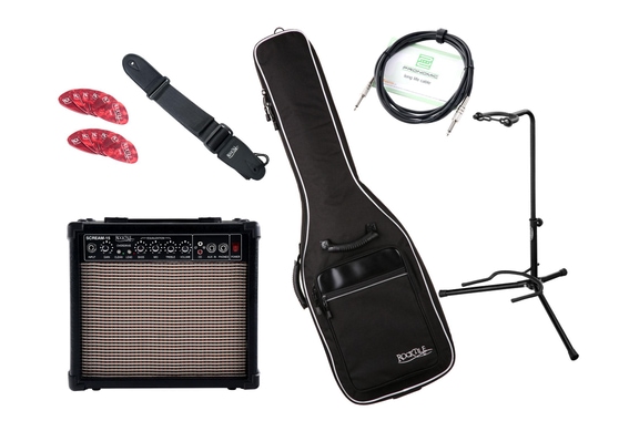 Set Completo Rocktile Add On para Guitarras Eléctricas Medium incl. Amp, Funda, Correa, Soporte, Cable y Púas image 1