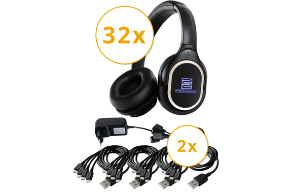 Pronomic SDH-340/32 USB-C Silent Disco V2 Kopfhörer Set + 2 Ladegeräte image 1
