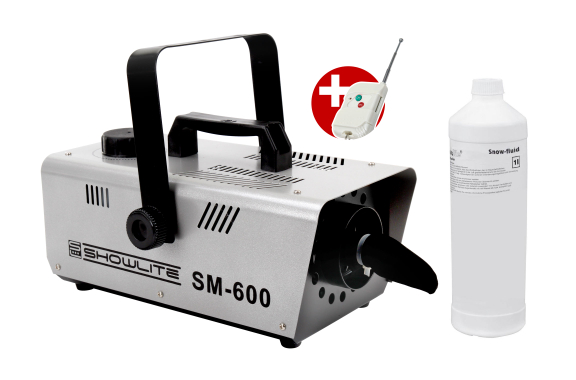 Compleetset Showlite SM-600 Sneeuwmachine 600W incl. Afstandsbediening + 1 L Sneeuwvloeistof image 1