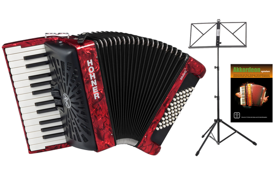 Hohner Bravo II 48 SilentKey Rood Set image 1
