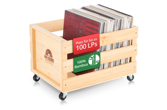 Stagecaptain SPKB-100 NT Schallplattenkiste "Emil" aus Bambus Natur image 1