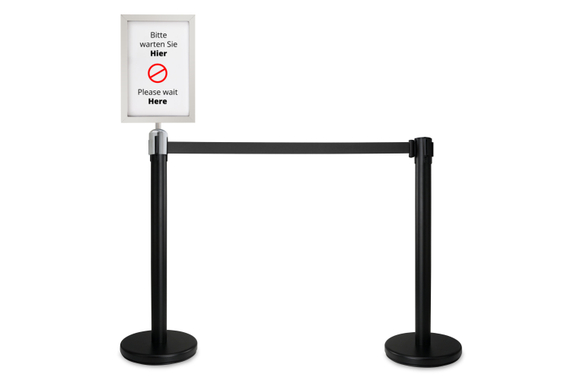 Stagecaptain PLS-200 BKB Barrier Posts Crowd Control System Black Pair Set with Sign Holder image 1