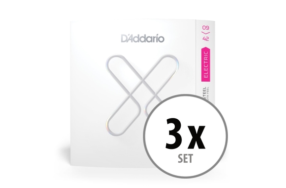 D'Addario XS Nickel Plated Steel 09-42 Super Light 3x Set image 1