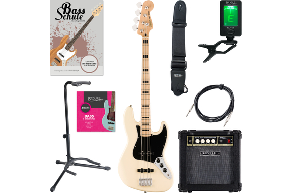 Squier Affinity Series Active Jazz Bass Olympic White Starter Set image 1