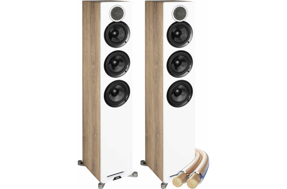 ELAC Debut Reference DFR52 Floorstanding Speakers Pair White/Oak image 1