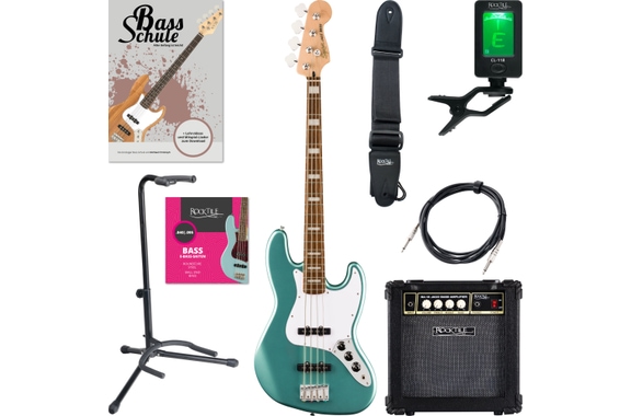 Squier Affinity Series Active Jazz Bass Mystic Sea Foam Green Starter Set image 1