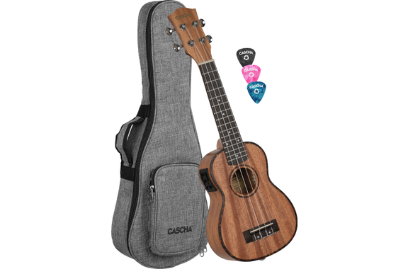 Cascha Premium Soprano Mahogany Ukulele Set with Pickup image 1