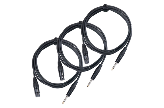 Pronomic Stage XFJ-2.5 Cavo Microfono XLR/Jack 2,5 m Nero Set da 3 image 1