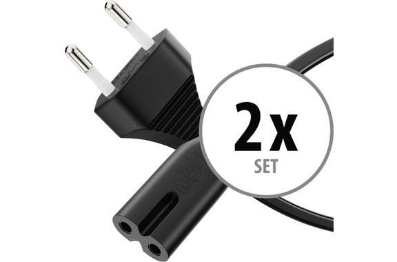 Sonero IEC C7 Netsnoer Eurostekker 1m zwart 2-delige set image 1