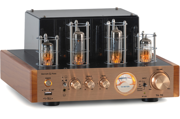 Bennett & Ross TA-70 HiFi Stereo-Verstärker im Röhrendesign Champagner image 1
