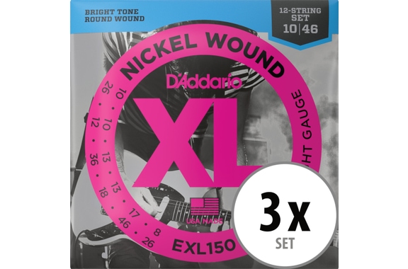 D'Addario EXL150 Regular Light 12-String - Confezione Da 3 image 1